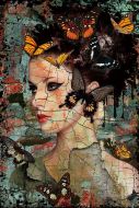 Glasschilderij vrouw met vlinders | 703