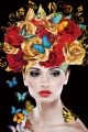 Glasschilderij vrouw met rode bloemenhoed| Ter Halle | 511